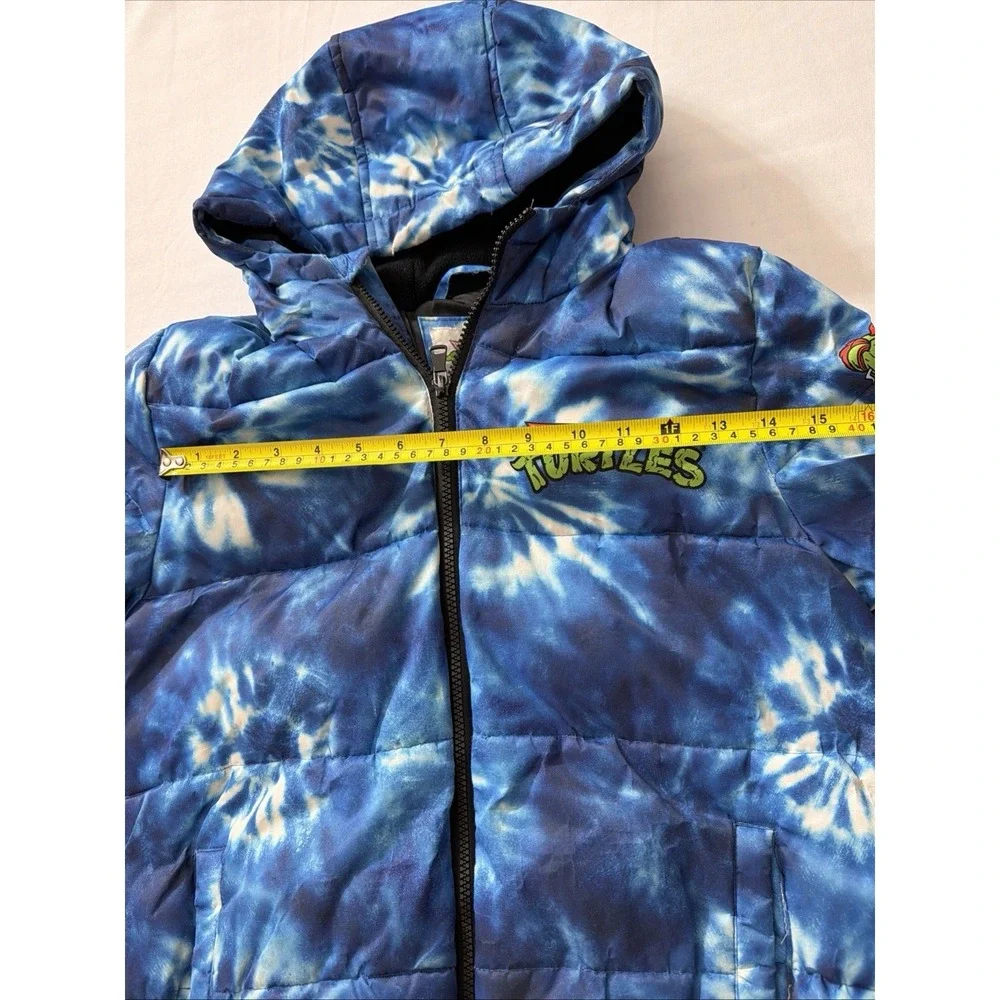 Teenage Mutant Ninja Turtles Blue Tie Dye Kids Hooded Coat Size 10/12 TMNT Outsi